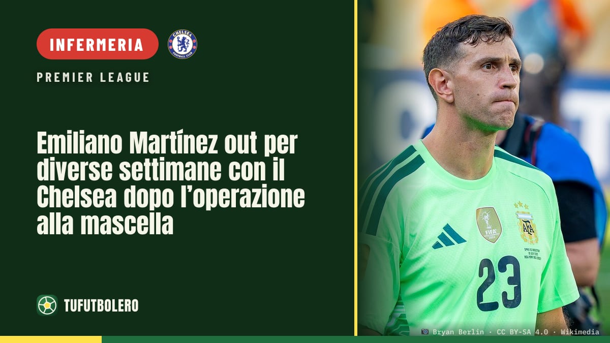 Emiliano Martínez out per diverse settimane con il Chelsea dopo l’operazione alla mascella