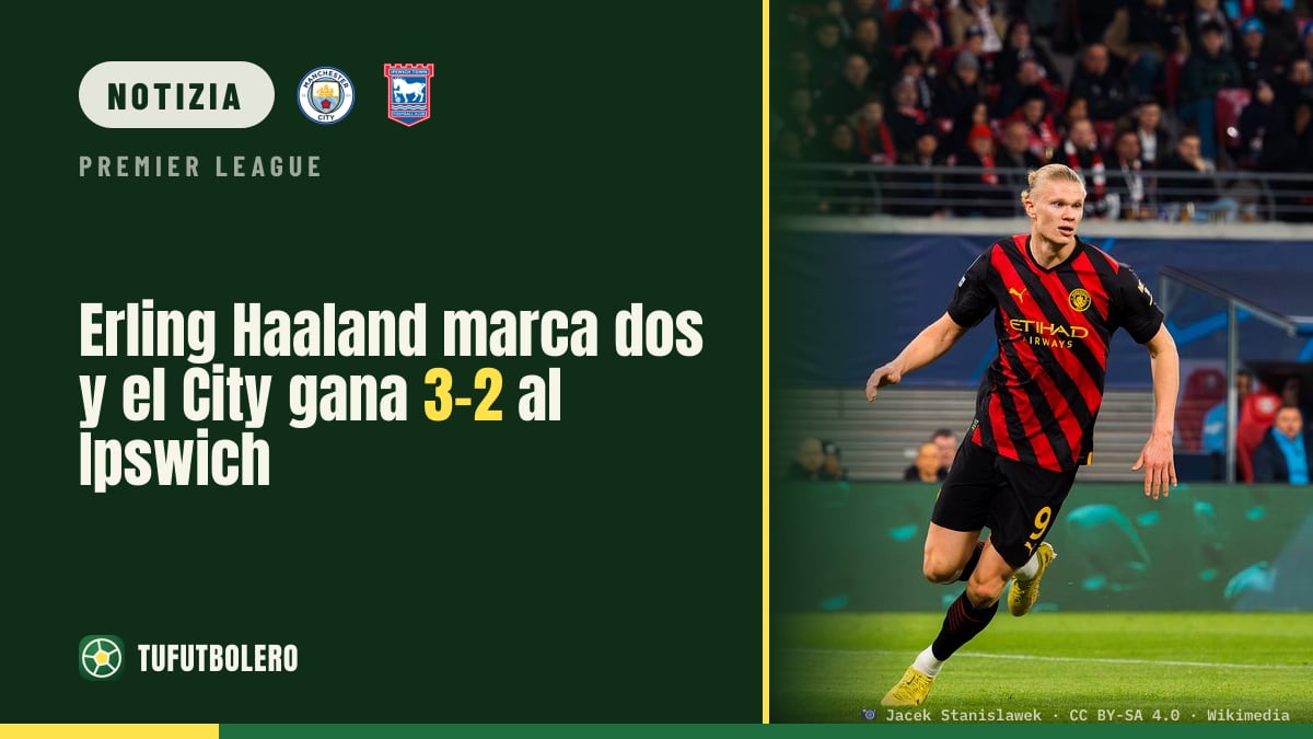 Erling Haaland fa due gol: City 3-2 Ipswich all’Etihad