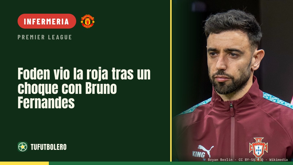Foden espulso dopo lo scontro con Bruno Fernandes