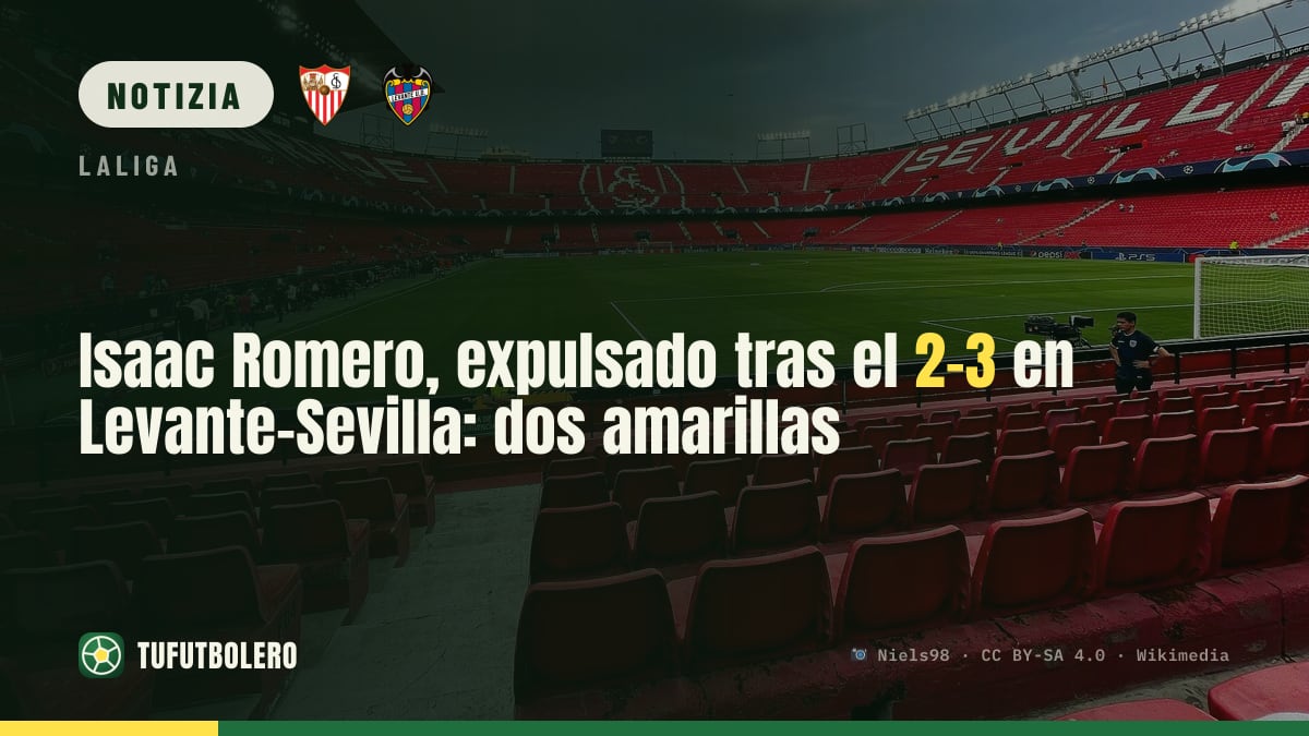 Isaac Romero espulso dopo il 2-3: due gialli in Levante-Sevilla