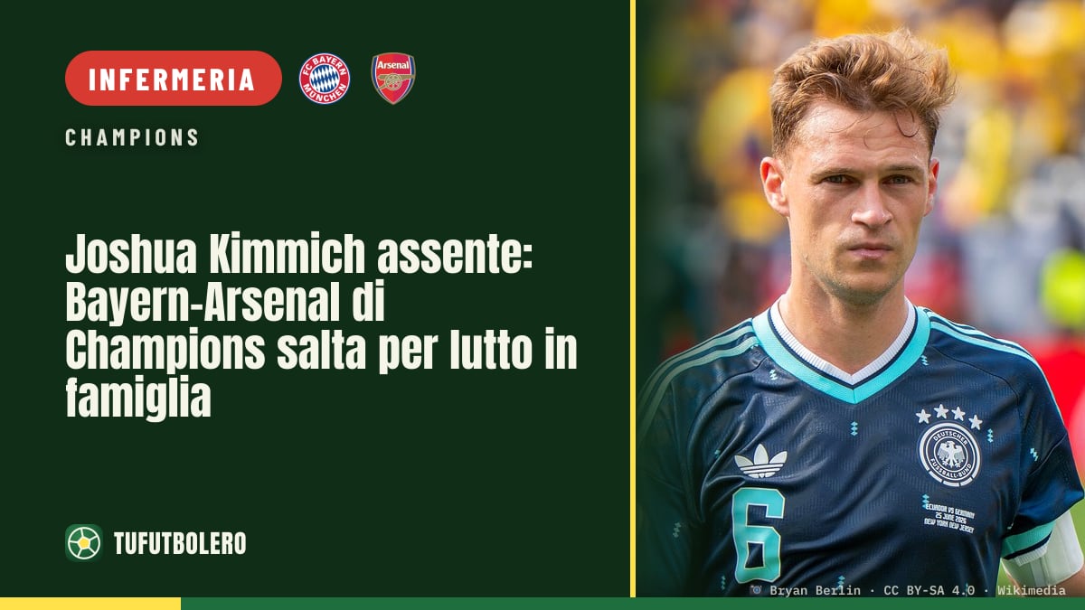 Joshua Kimmich assente: Bayern-Arsenal di Champions salta per lutto in famiglia