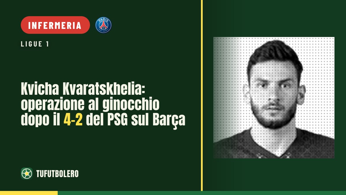 Kvicha Kvaratskhelia: operazione al ginocchio dopo il 4-2 del PSG sul Barça
