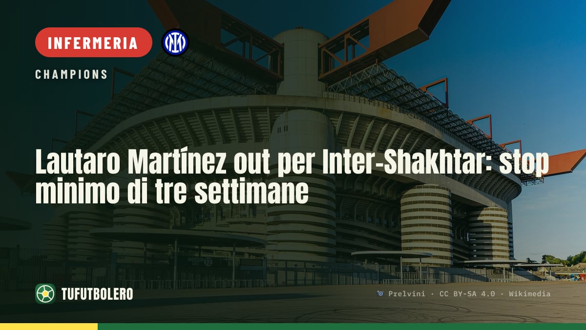 Lautaro Martínez out per Inter–Shakhtar: stop minimo di tre settimane