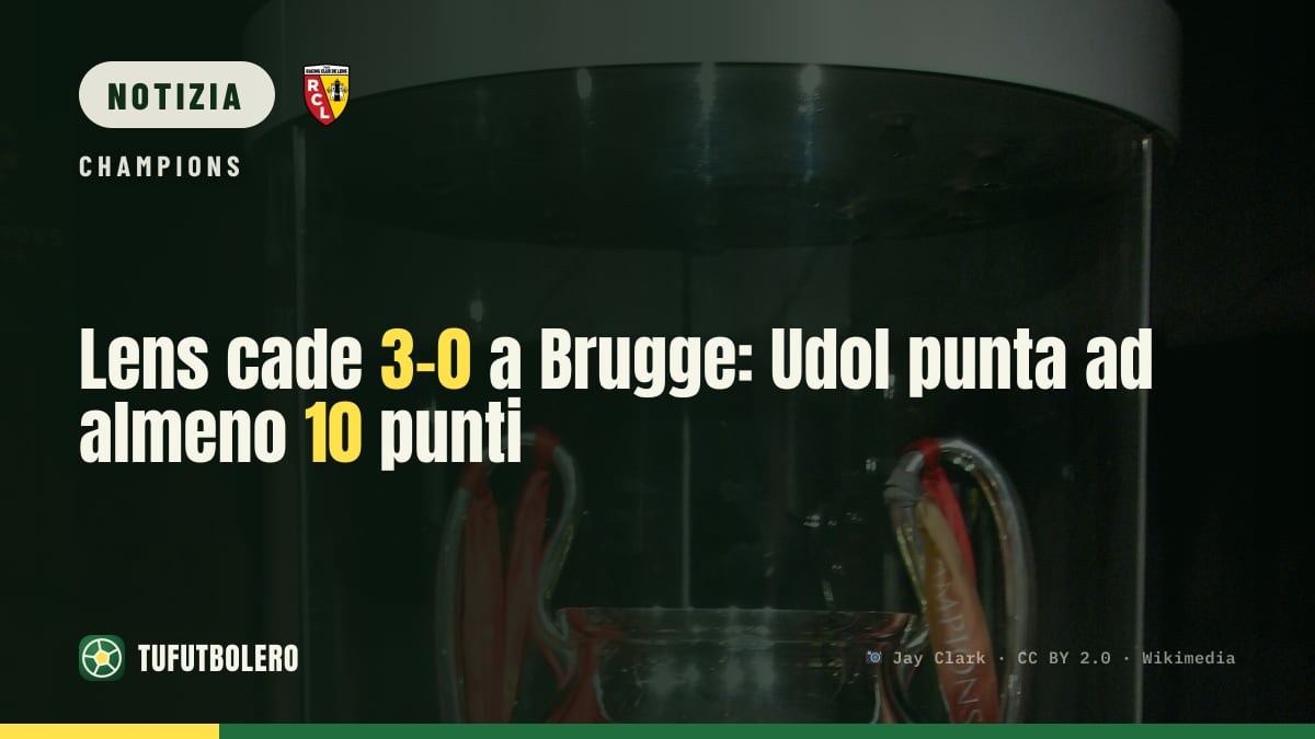 Lens cade 3-0 a Brugge: Udol punta ad almeno 10 punti