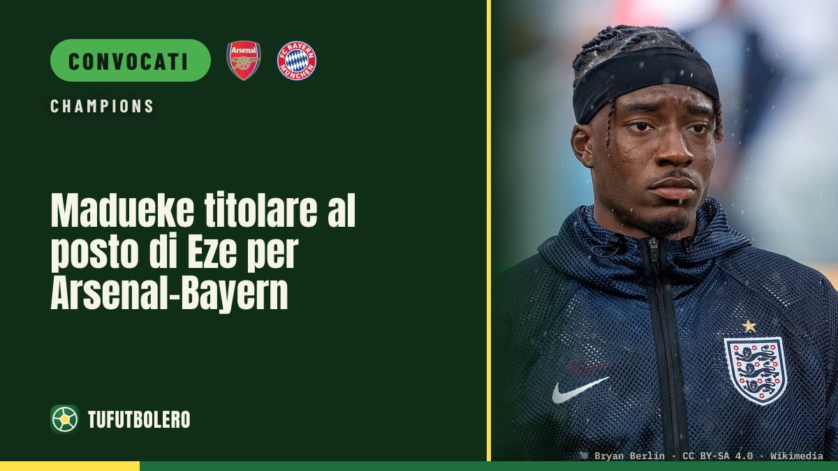 Madueke titolare al posto di Eze per Arsenal-Bayern