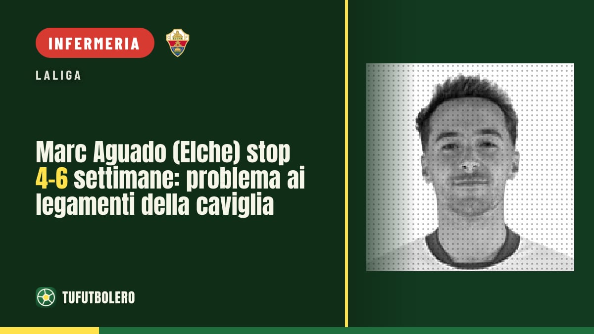 Marc Aguado (Elche) stop 4-6 settimane: problema ai legamenti della caviglia