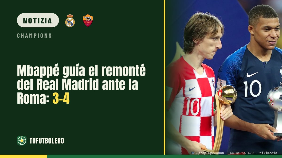 Mbappé trascina il Real Madrid: rimonta contro la Roma 3-4