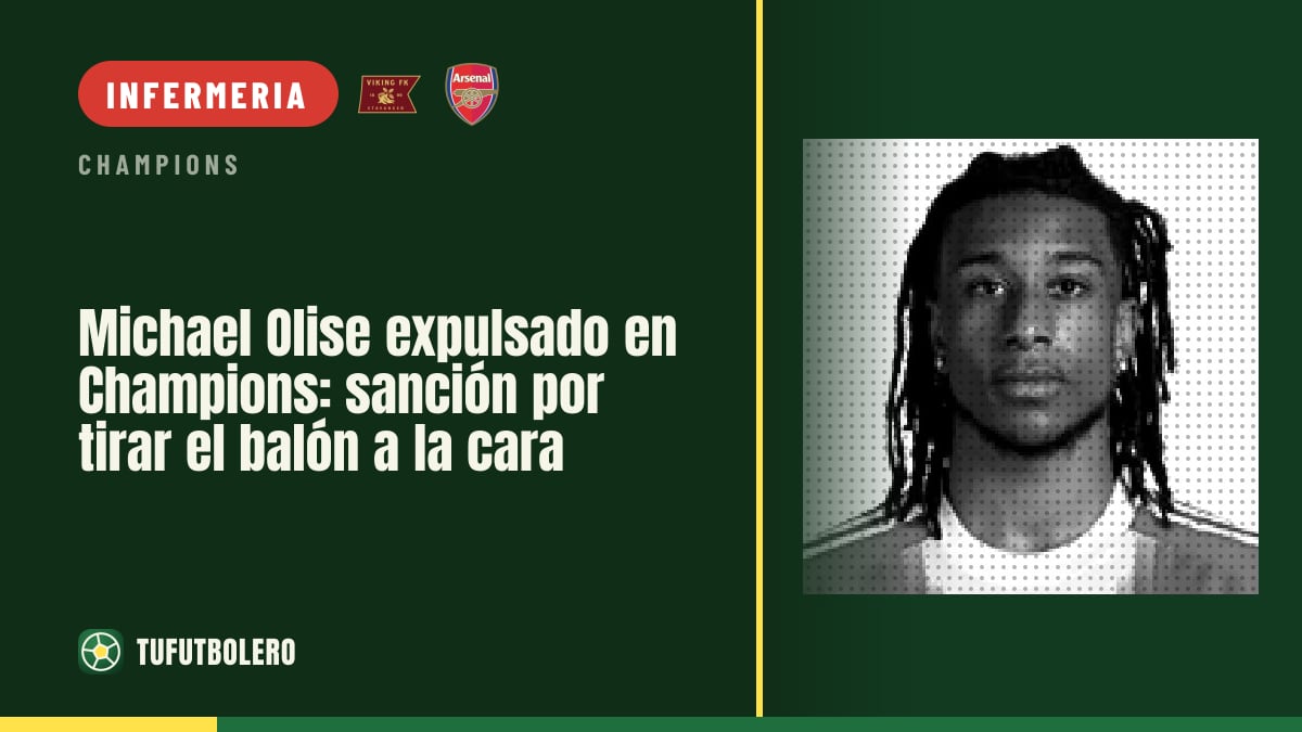 Michael Olise espulso in Champions: rosso per aver lanciato il pallone in testa