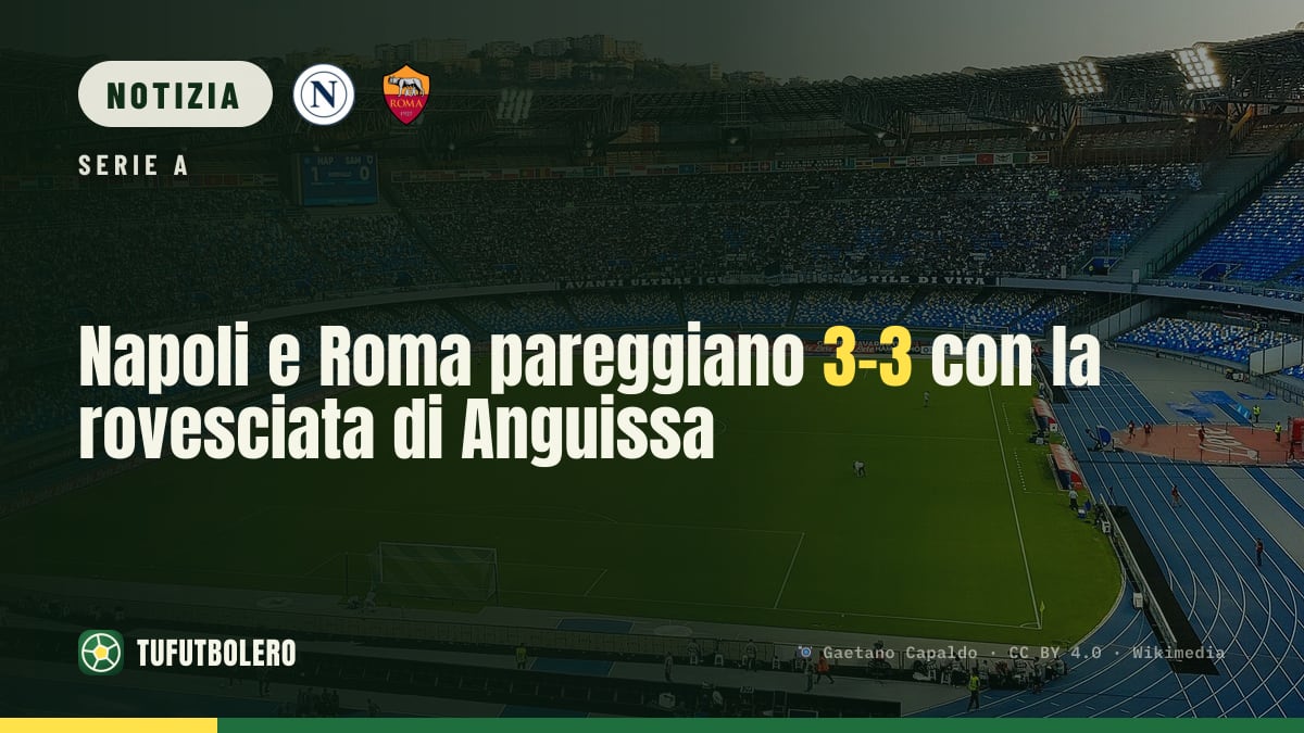 Napoli e Roma pareggiano 3-3 con la rovesciata di Anguissa