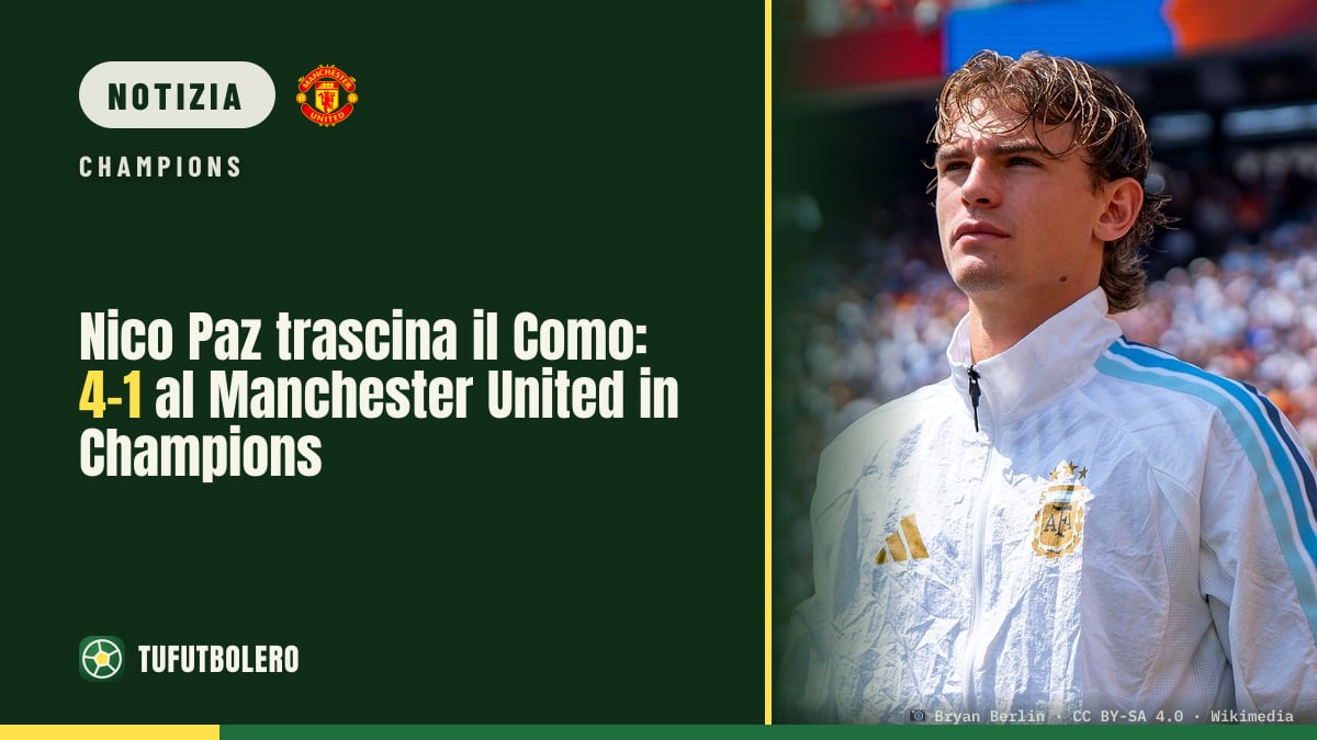 Nico Paz trascina il Como: 4-1 al Manchester United in Champions