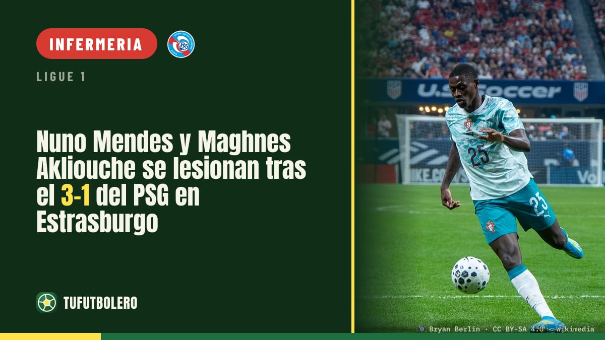 Nuno Mendes e Maghnes Akliouche ko dopo il 3-1 del PSG a Strasburgo