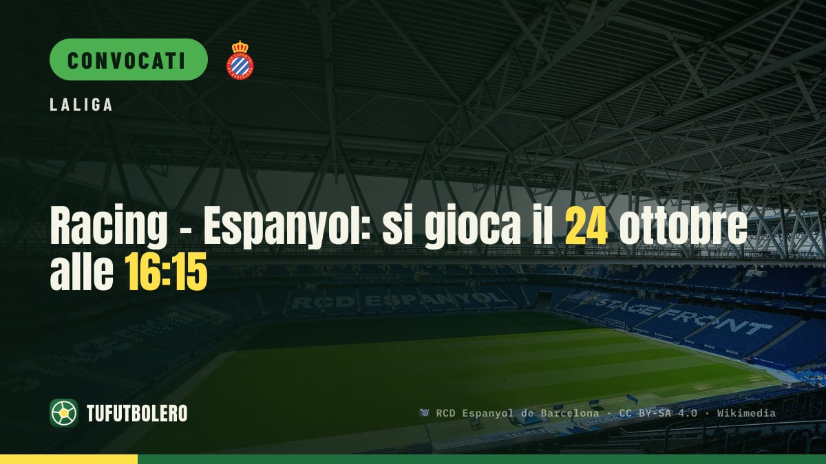 Racing - Espanyol: si gioca il 24 ottobre alle 16:15