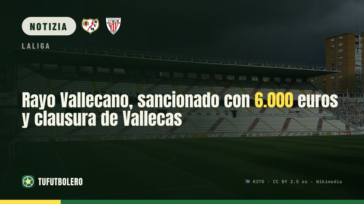 Rayo Vallecano sanzionato: 6.000 euro di multa e chiusura parziale a Vallecas