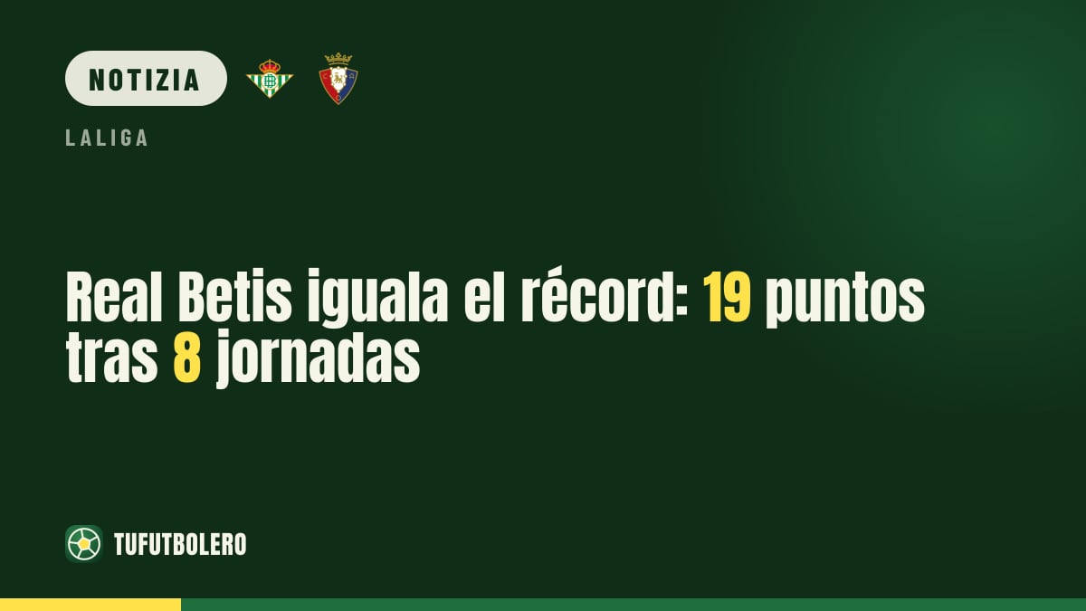 Real Betis eguaglia il record: 19 punti dopo 8 giornate