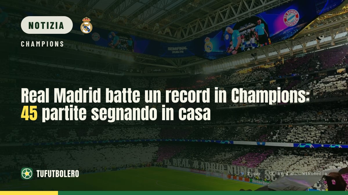 Real Madrid batte un record in Champions: 45 partite segnando in casa