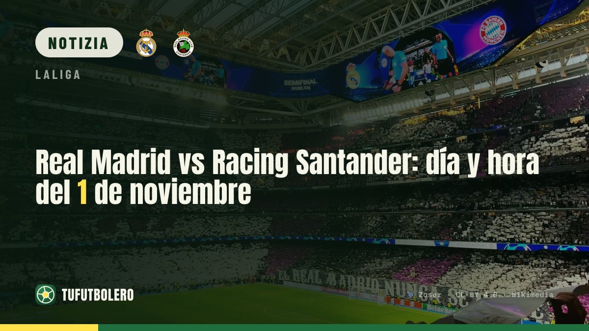 Real Madrid-Racing Santander: fissati giorno e orario del 1° novembre