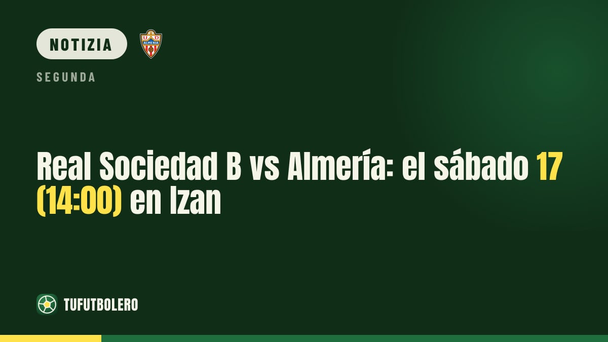 Real Sociedad B-Almería: sabato 17 alle 14:00 all’Izan