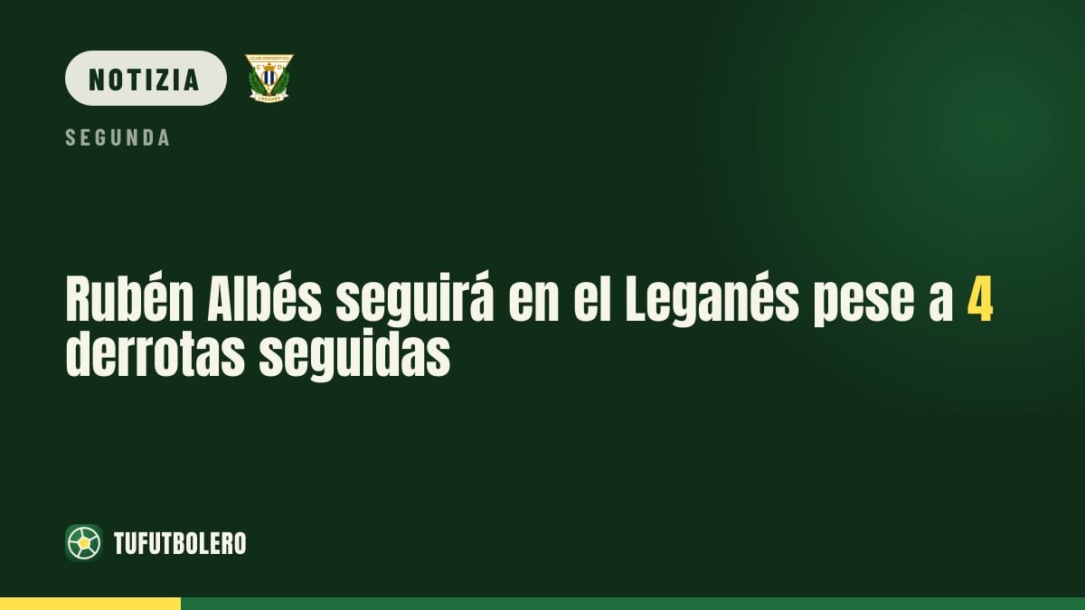 Rubén Albés resta al Leganés nonostante quattro ko in cinque partite
