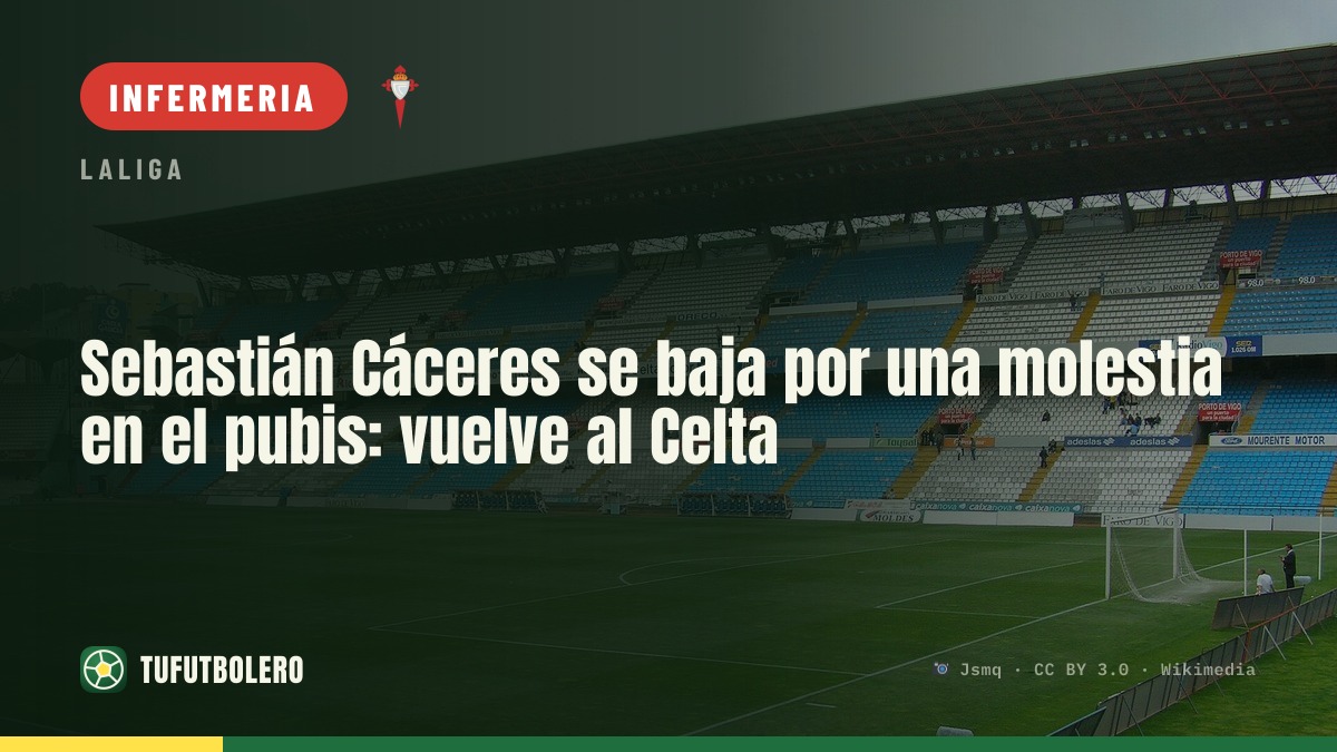 Sebastián Cáceres lascia il ritiro per un fastidio al pube: torna al Celta Vigo
