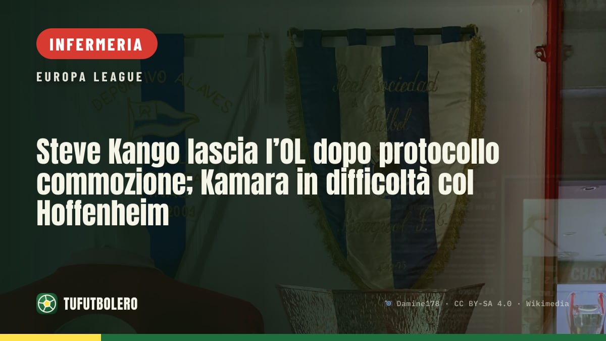Steve Kango lascia l’OL dopo protocollo commozione; Kamara in difficoltà col Hoffenheim