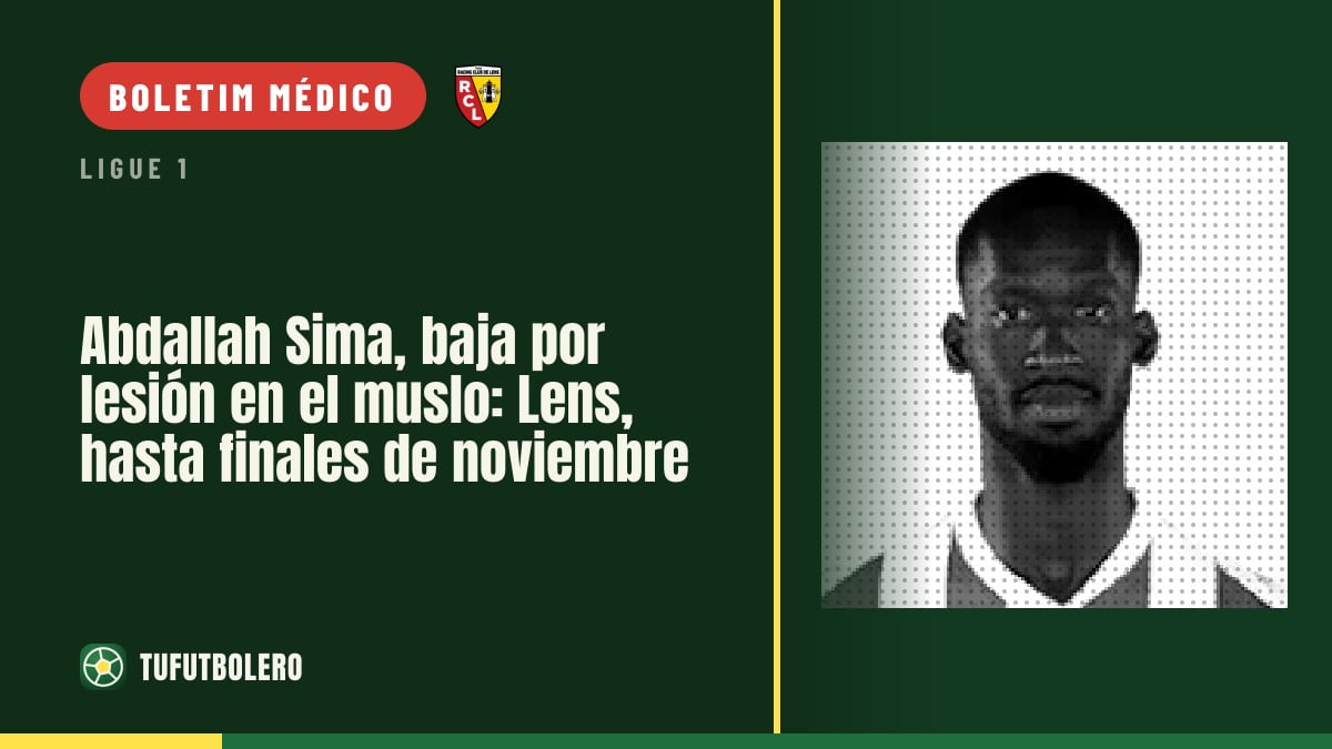 Abdallah Sima lesiona a coxa e fica fora até o fim de novembro pelo Lens