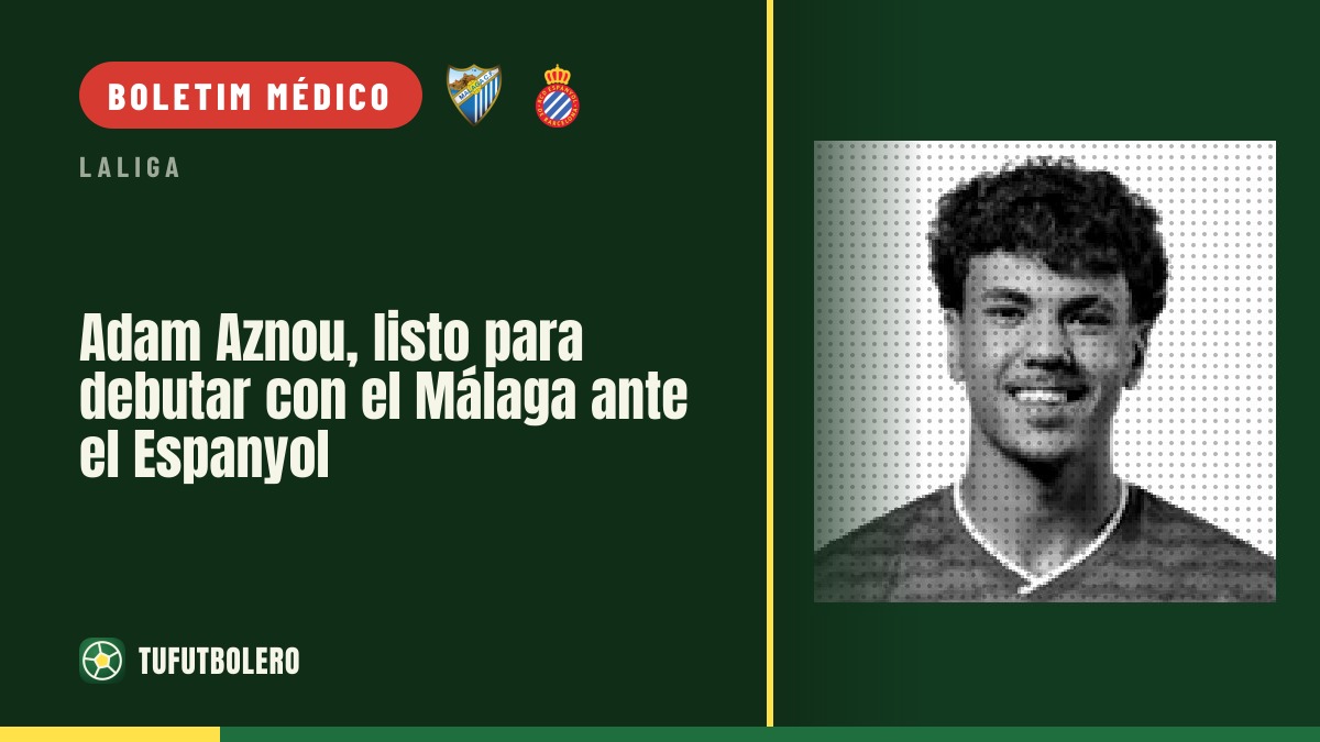 Adam Aznou pronto para estrear pelo Málaga contra o Espanyol