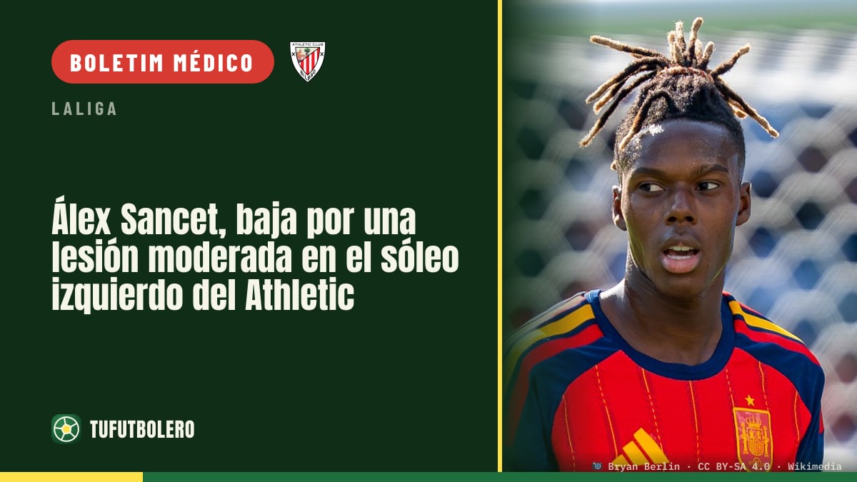 Álex Sancet vai desfalcar o Athletic com lesão moderada no sóleo esquerdo