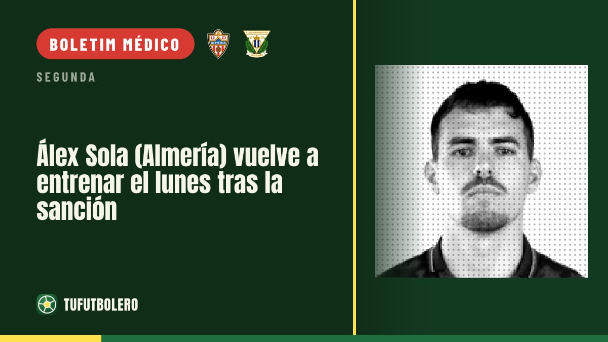 Álex Sola (Almería) volta a treinar na segunda após punição