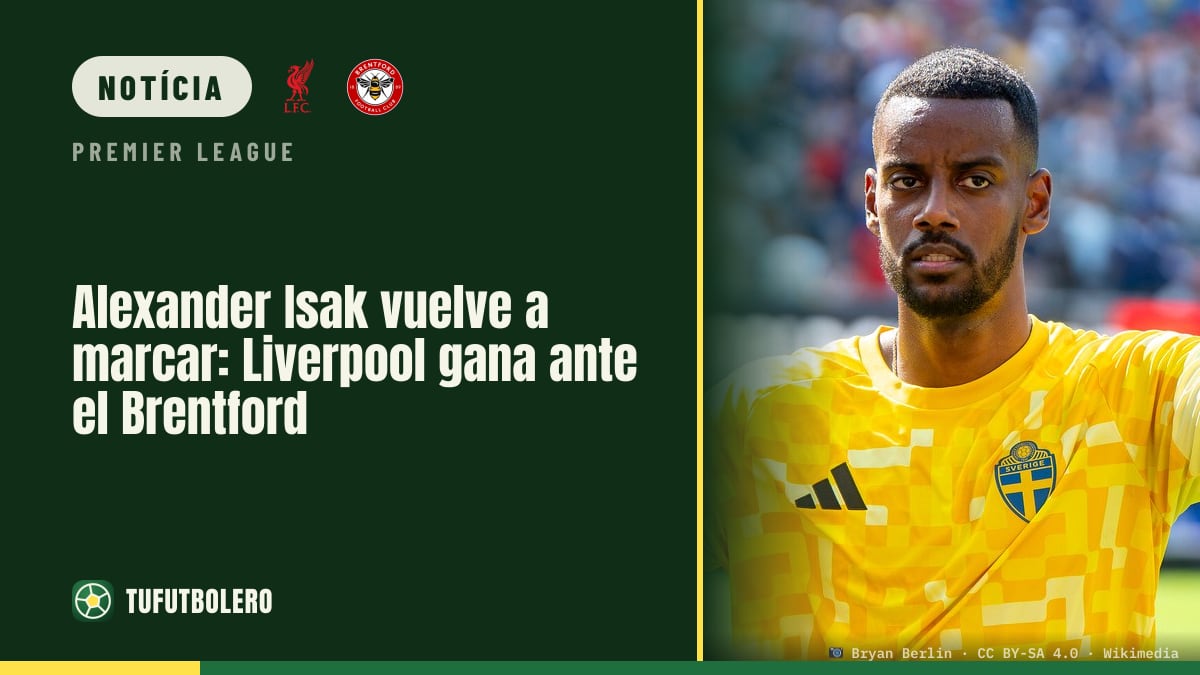 Alexander Isak volta a marcar: Liverpool vence o Brentford
