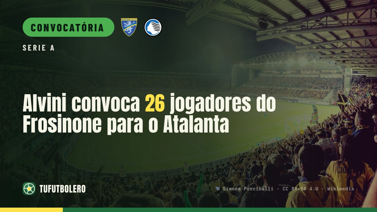 Alvini convoca 26 jogadores do Frosinone para o Atalanta