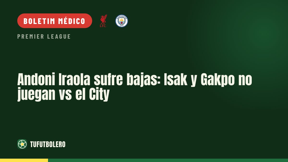 Andoni Iraola tem encruzilhadas: Isak e Gakpo fora contra o City