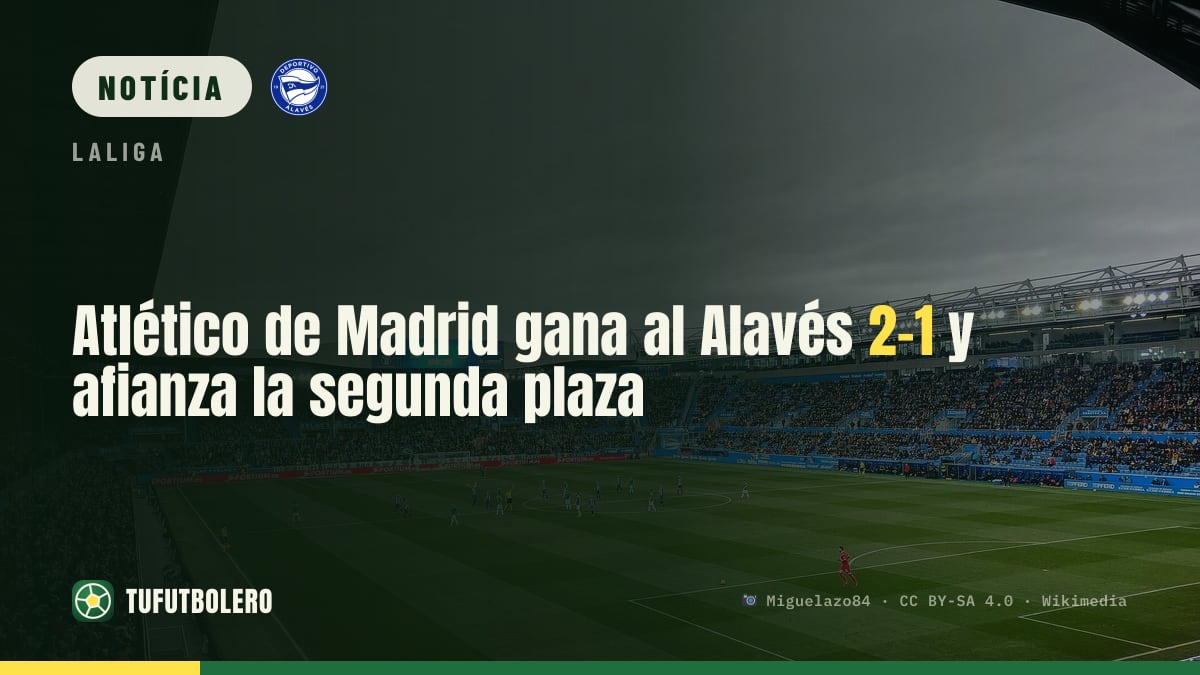 Atlético de Madrid vence o Alavés por 2-1 e mantém a 2.ª posição