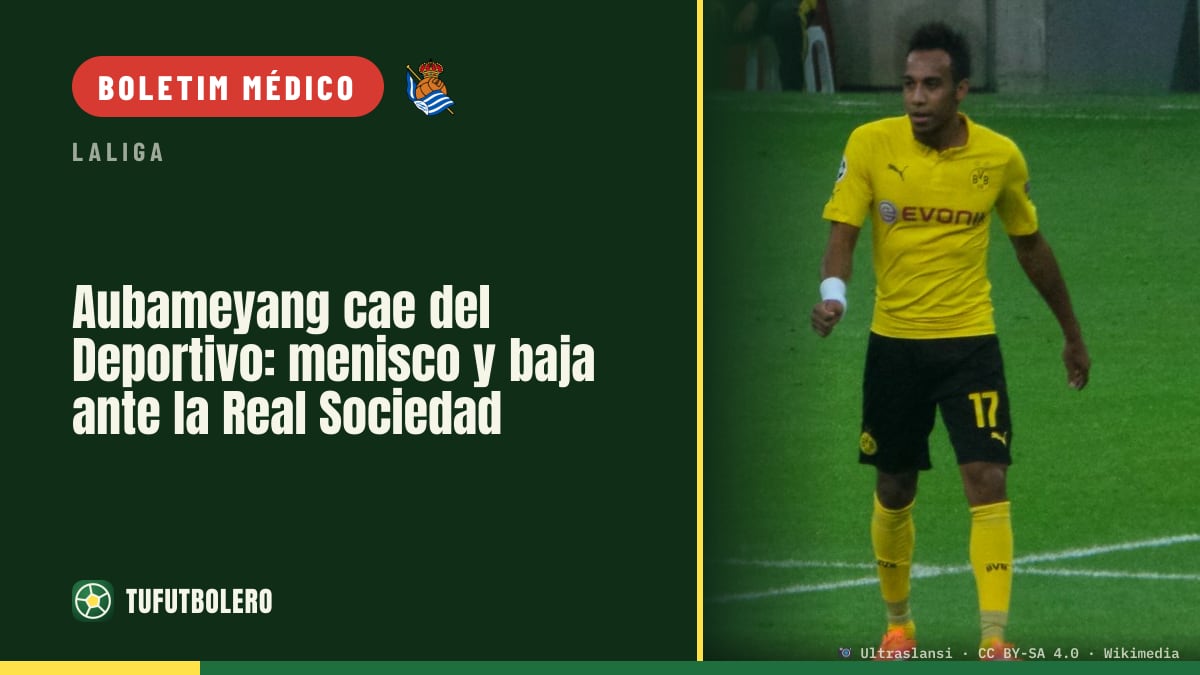 Aubameyang cai no Deportivo: cirurgia no menisco e ausência na Real Sociedad