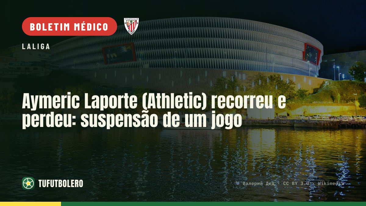 Aymeric Laporte (Athletic) recorreu e perdeu: suspensão de um jogo