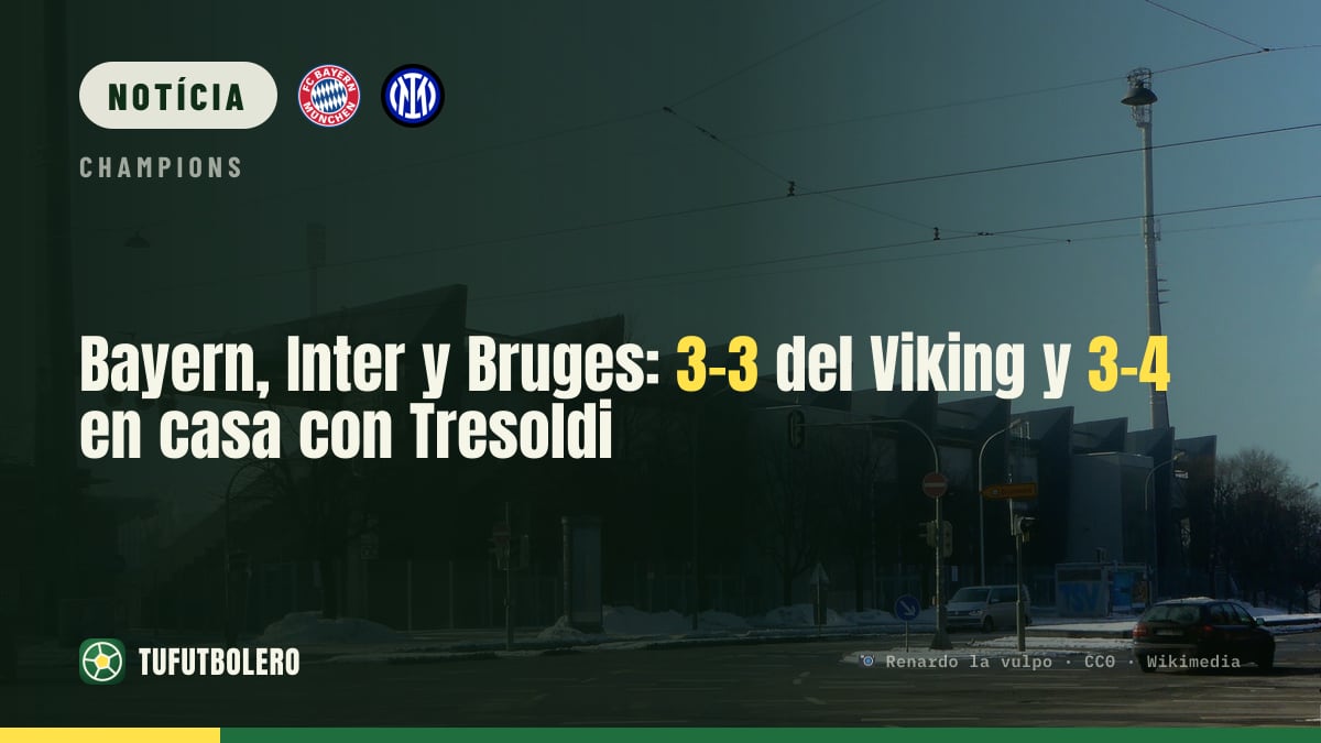 Bayern e Inter tropeçam: Viking empata 3-3 e Bruges vence 3-4