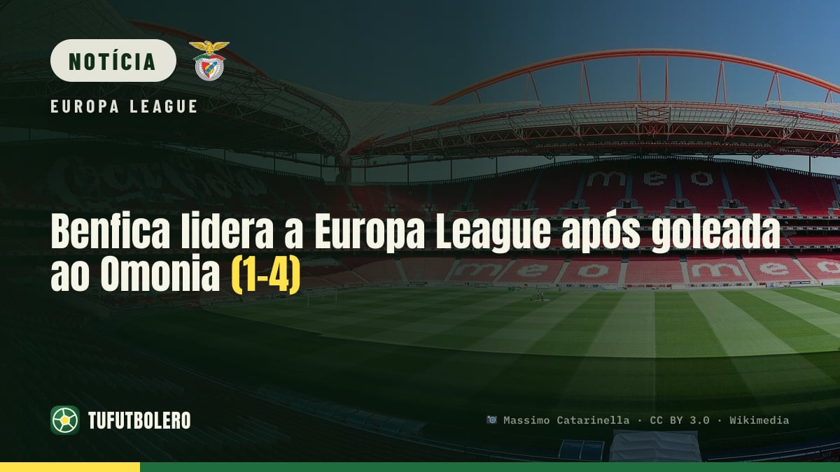 Benfica lidera a Europa League após goleada ao Omonia (1-4)