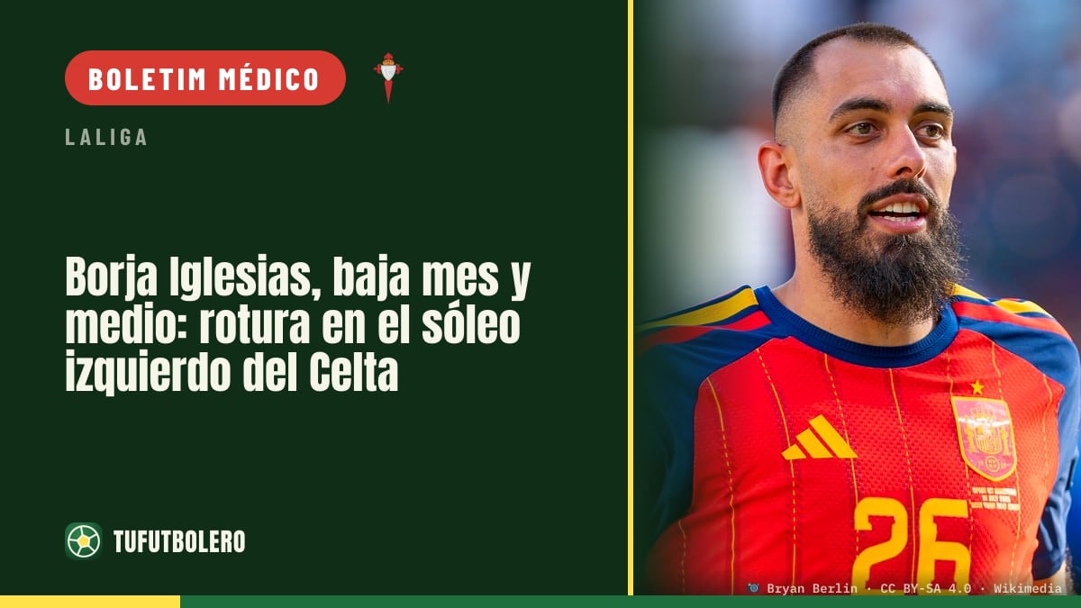 Borja Iglesias fora por um mês e meio: lesão no sóleo esquerdo do Celta