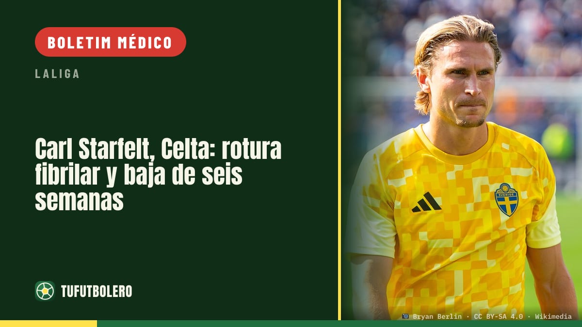 Carl Starfelt (Celta) fica ~seis semanas fora por lesão no tendão