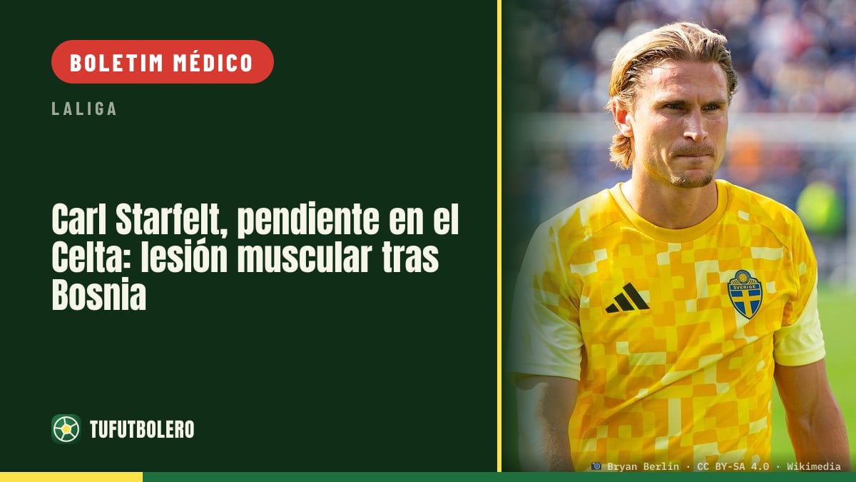 Carl Starfelt, dúvida no Celta: lesão muscular após jogo contra a Bósnia