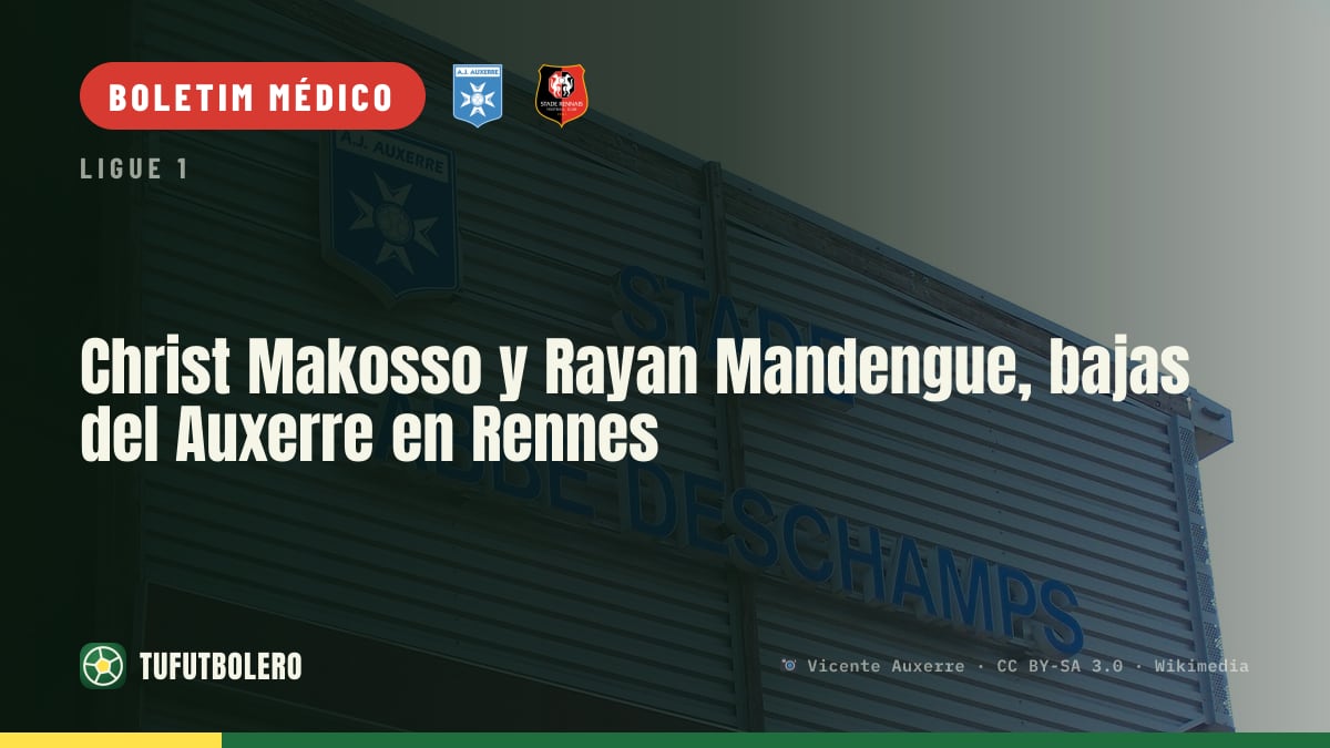 Christ Makosso e Rayan Mandengue fora: Auxerre em Rennes