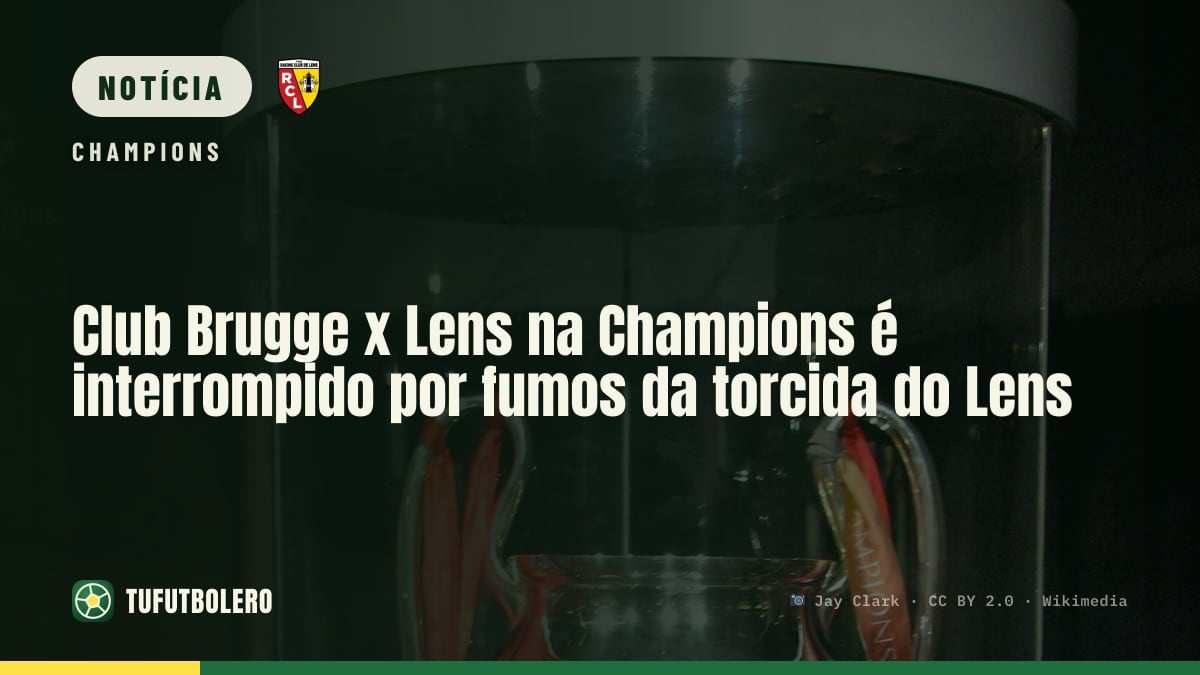 Club Brugge x Lens na Champions é interrompido por fumos da torcida do Lens