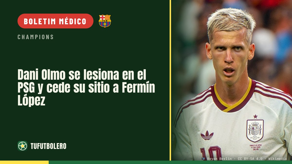 Dani Olmo sai lesionado no PSG e dá lugar a Fermín López