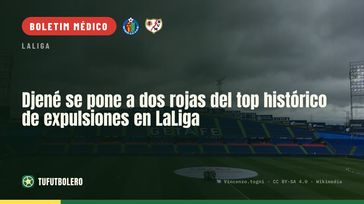 Djené a dois vermelhos do top histórico de expulsões na LaLiga