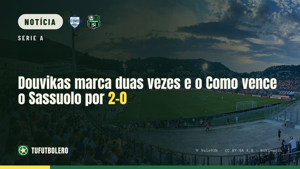 Douvikas marca duas vezes e o Como vence o Sassuolo por 2-0