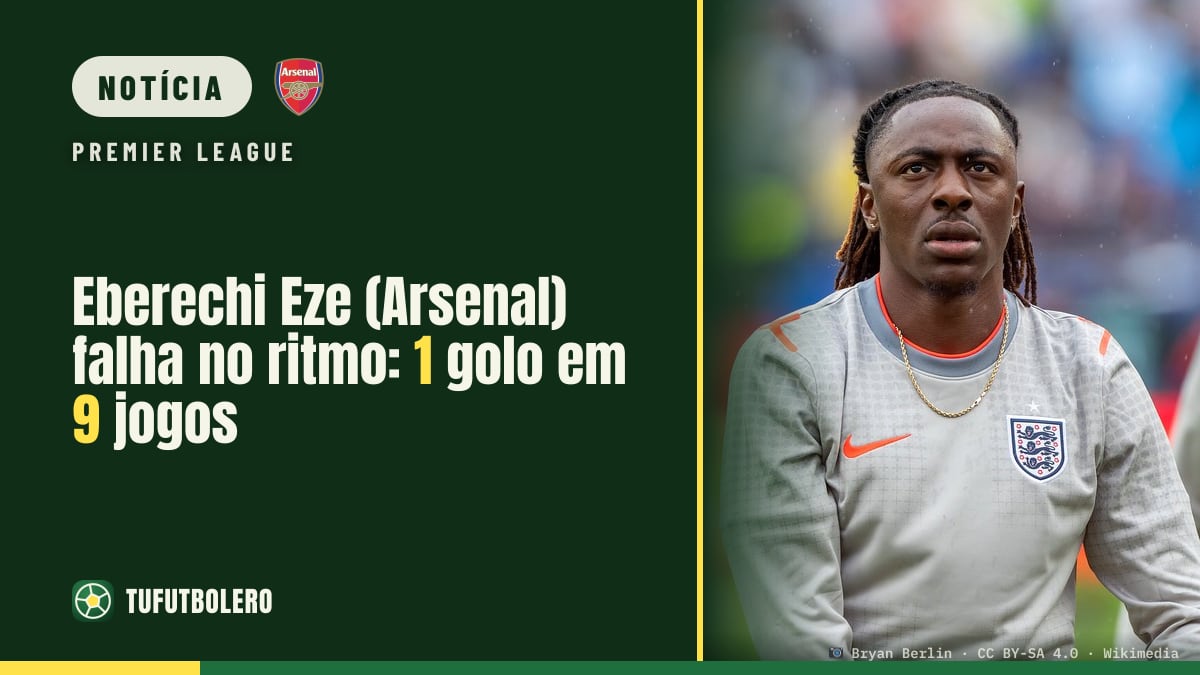 Eberechi Eze (Arsenal) falha no ritmo: 1 golo em 9 jogos