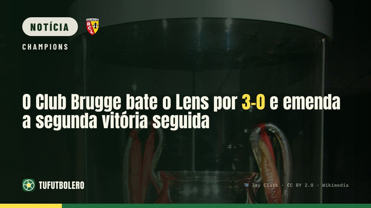 O Club Brugge bate o Lens por 3-0 e emenda a segunda vitória seguida