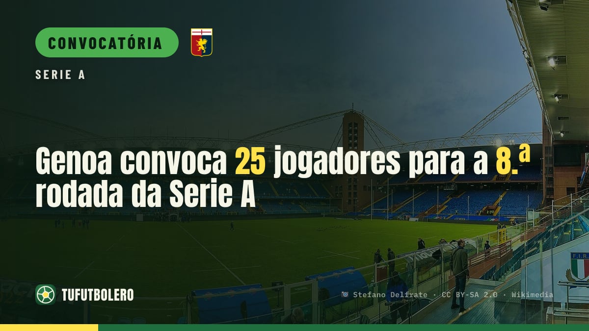 Genoa convoca 25 jogadores para a 8.ª rodada da Serie A