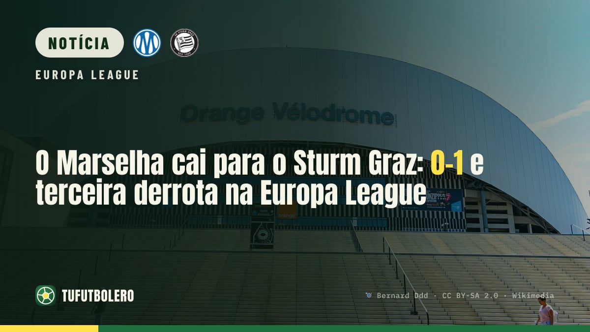 O Marselha cai para o Sturm Graz: 0-1 e terceira derrota na Europa League