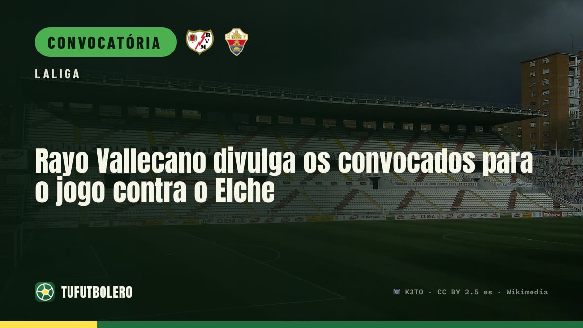 Rayo Vallecano divulga os convocados para o jogo contra o Elche