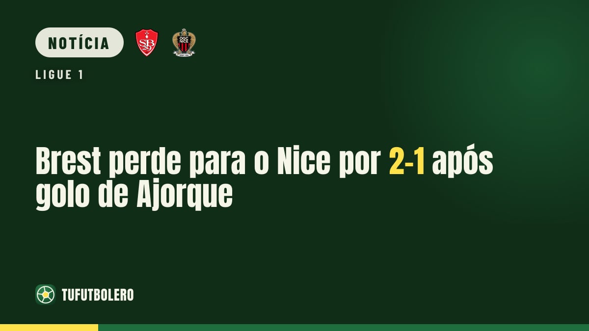 Brest perde para o Nice por 2-1 após golo de Ajorque